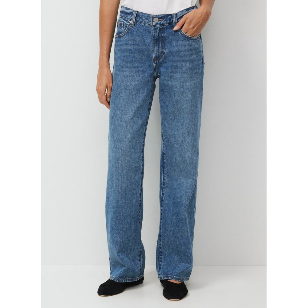 Denim Forum Aritzia The Farrah Lo-Rise Wide Leg Jeans Blue Size 29 100% Cotton